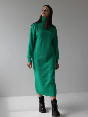 зелена зимова довга сукня